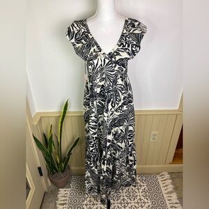 NWT Mott50 Serena Ruffle V-Neck Maxi Dress Moonlit Tropics Beach Wedding Resort